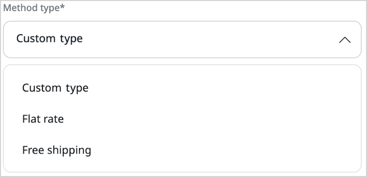 Selecting a shipping method type Selecting a shipping method type