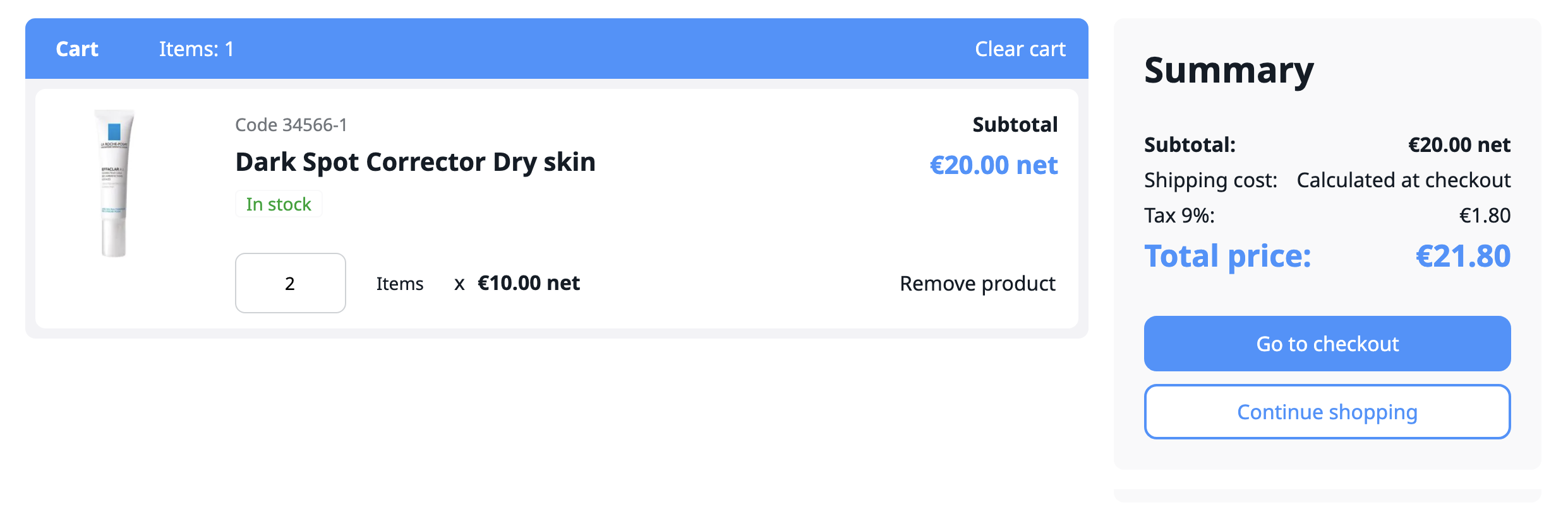 The new cart view The new cart view