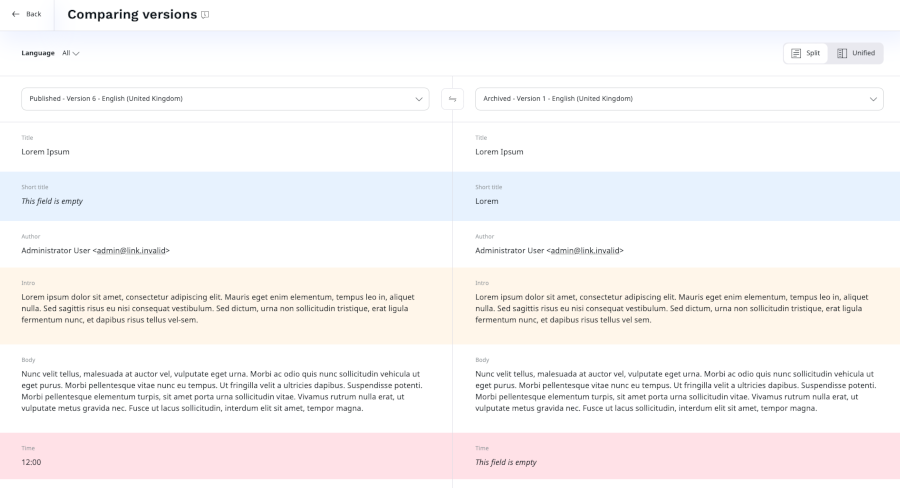 Translation comparison Translation comparison