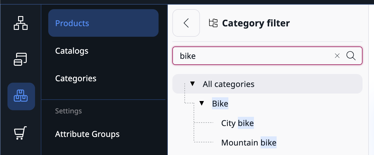 Product category tree filter Product category tree filter