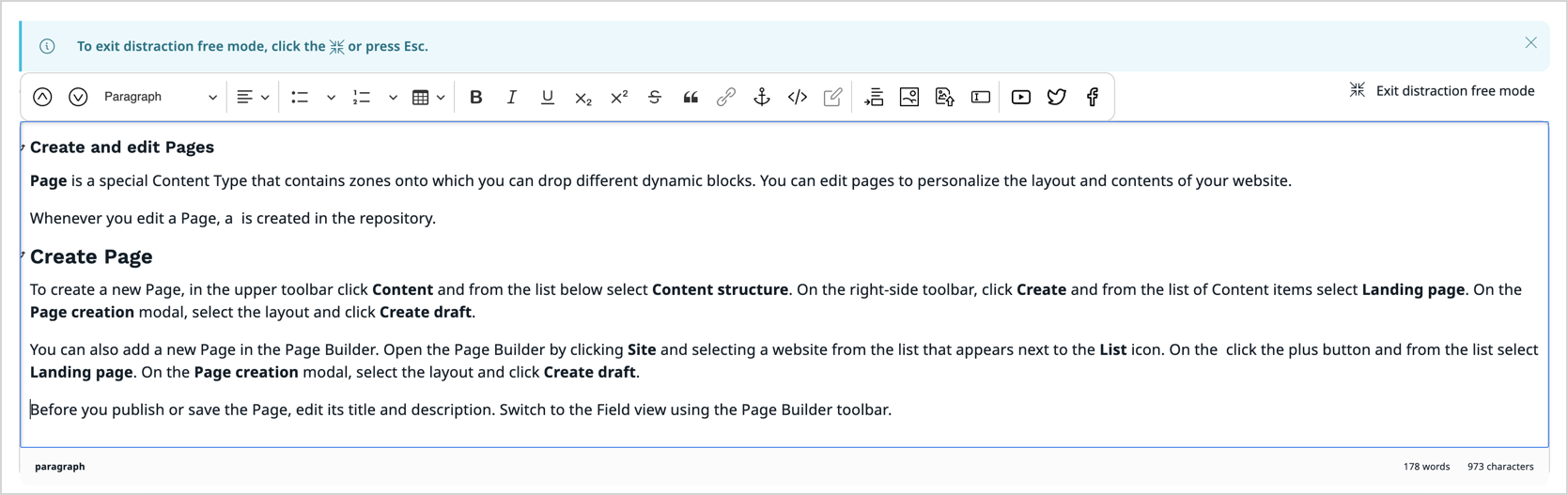 Distraction free mode Distraction free mode
