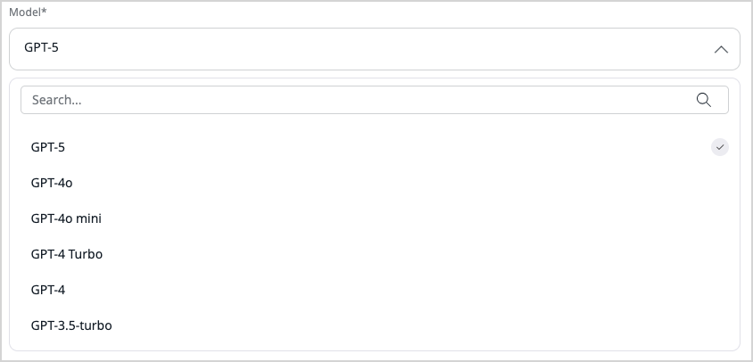 ChatGPT 5.0 on a list of supported LLMs ChatGPT 5.0 on a list of supported LLMs